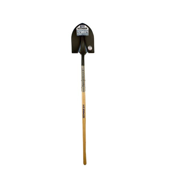Round Point Shovel, Forward Turned Step, Two Solid Steel Rivets, 48" Precision Lathe Turned Hardwood Handle