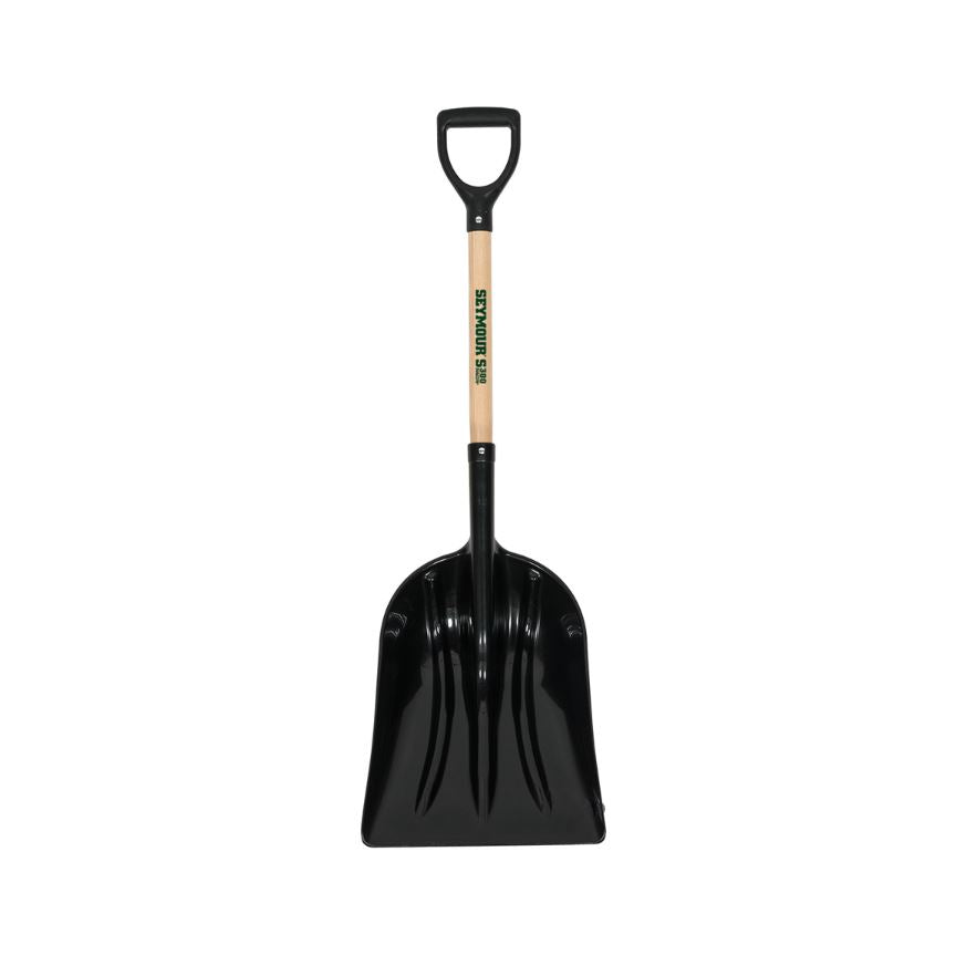 #12 Poly Grain/Snow Scoop, 14.25"x17.75" Head, 29" Hardwood Handle, Poly D-Grip