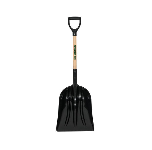 #12 Poly Grain/Snow Scoop, 14.25"x17.75" Head, 29" Hardwood Handle, Poly D-Grip