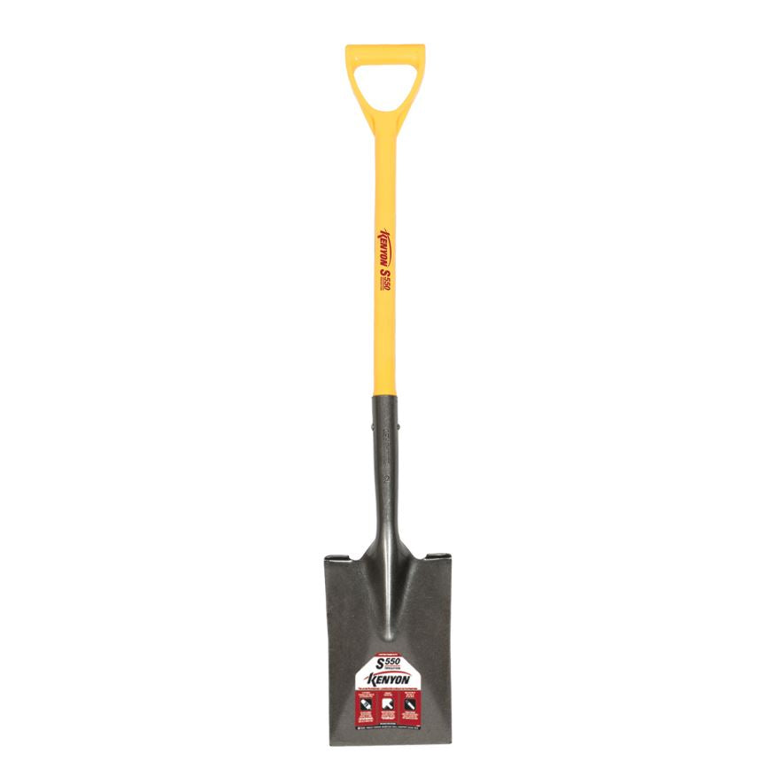 Garden Spade Shovel, 14 Gauge Forward Turned Step, 28" Polymer with Fiberglass Core, Poly D Grip