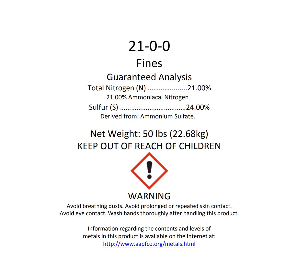 21-0-0 AMMONIUM SULFATE | 50LB BAG