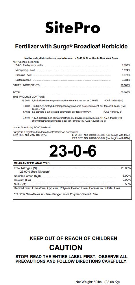 Weed & Feed | 23-0-6 with Surge Broadleaf Herbicide