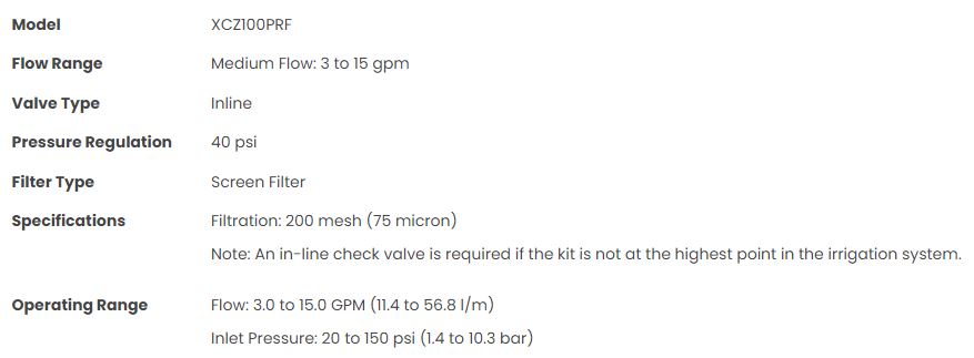 XCZ100PRF - Medium Flow Control Zone Kit with 1 in. DV Valve with 1 in. PR Filter (Assembled)