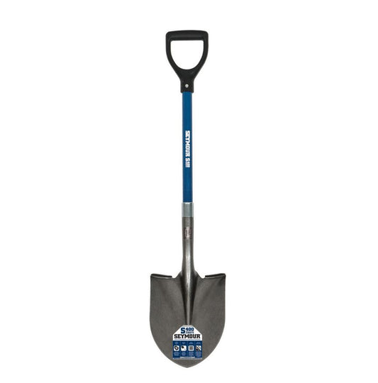 #2 Round Point Shovel, 26" Blue Fiberglass Handle, Poly D-Grip